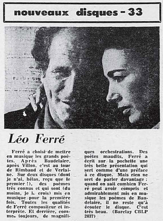 Léo Ferré - Photo-journal, 1937-1978, mercredi 14 avril 1965