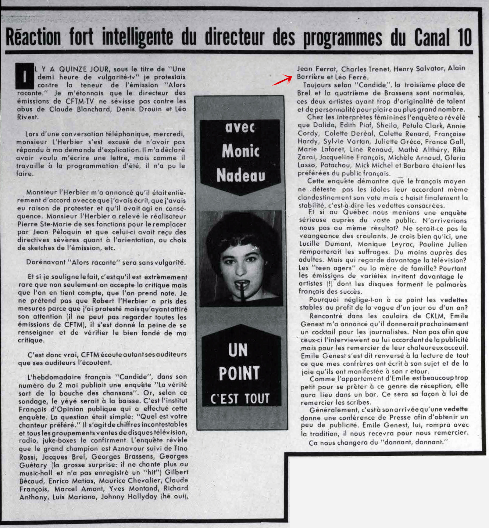 Léo Ferré - Télé-radiomonde, 1962-1985, samedi 22 mai 1965