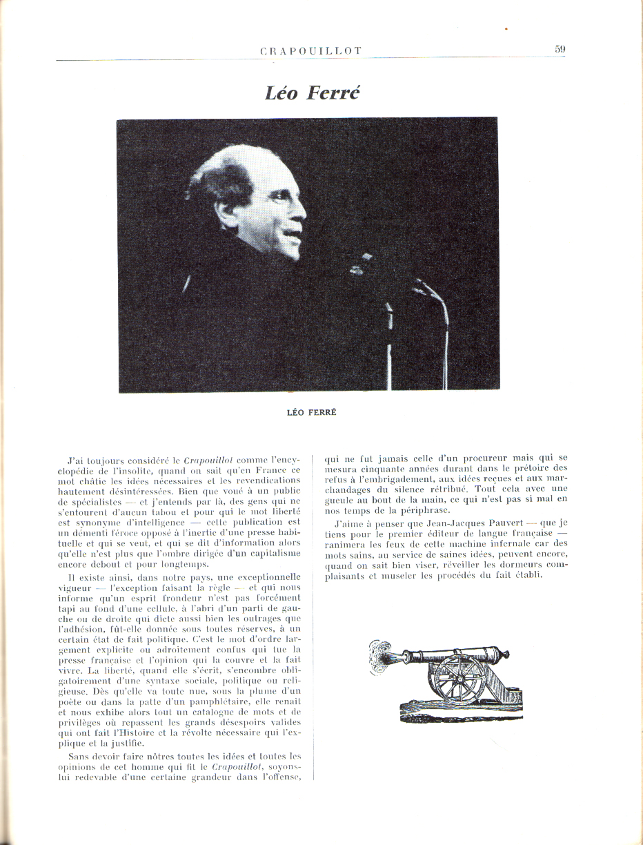 Léo Ferré - Le Crapouillot n°66 de mai 1965