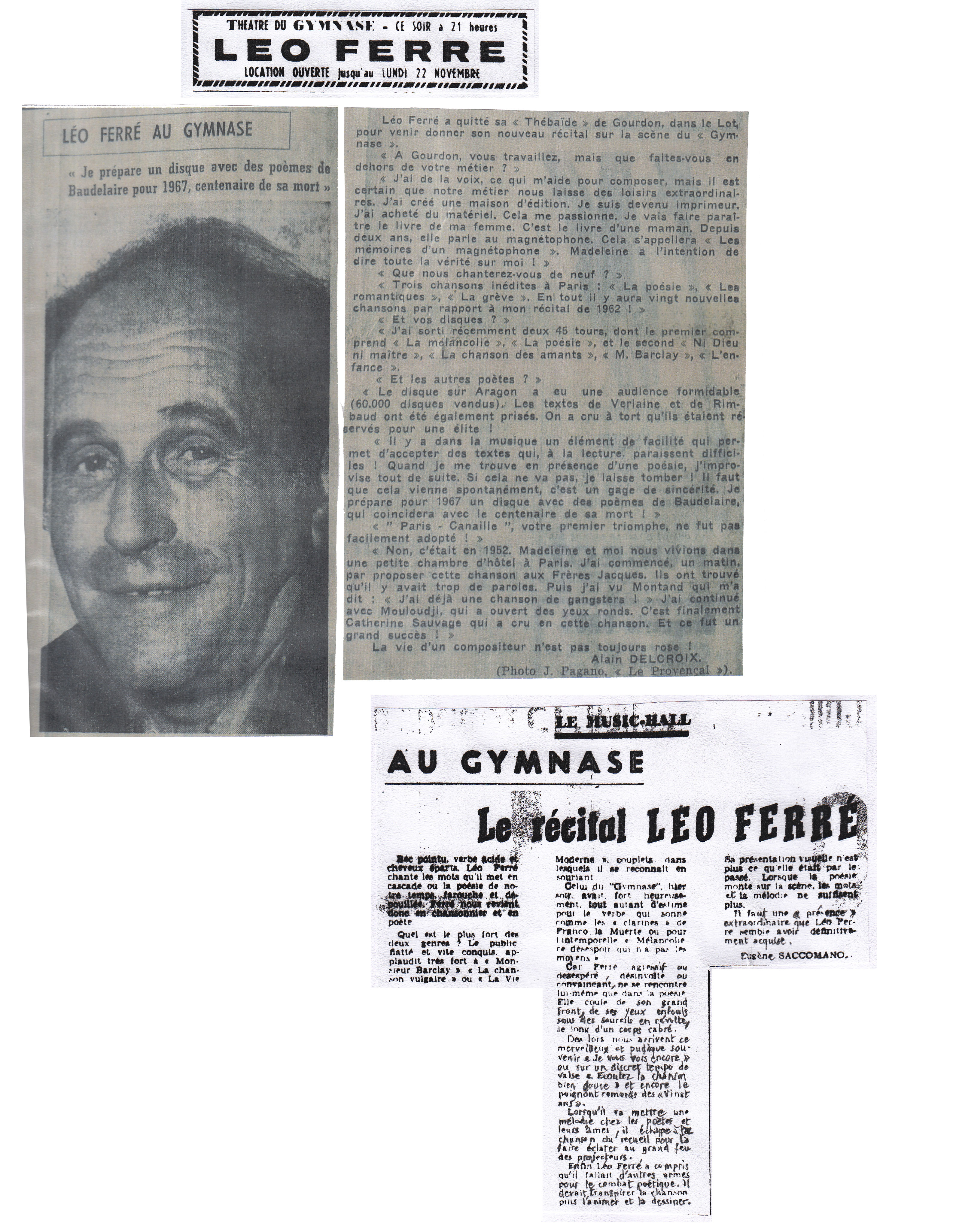 Léo Ferré - Marseille, la Canebière, novembre 1965