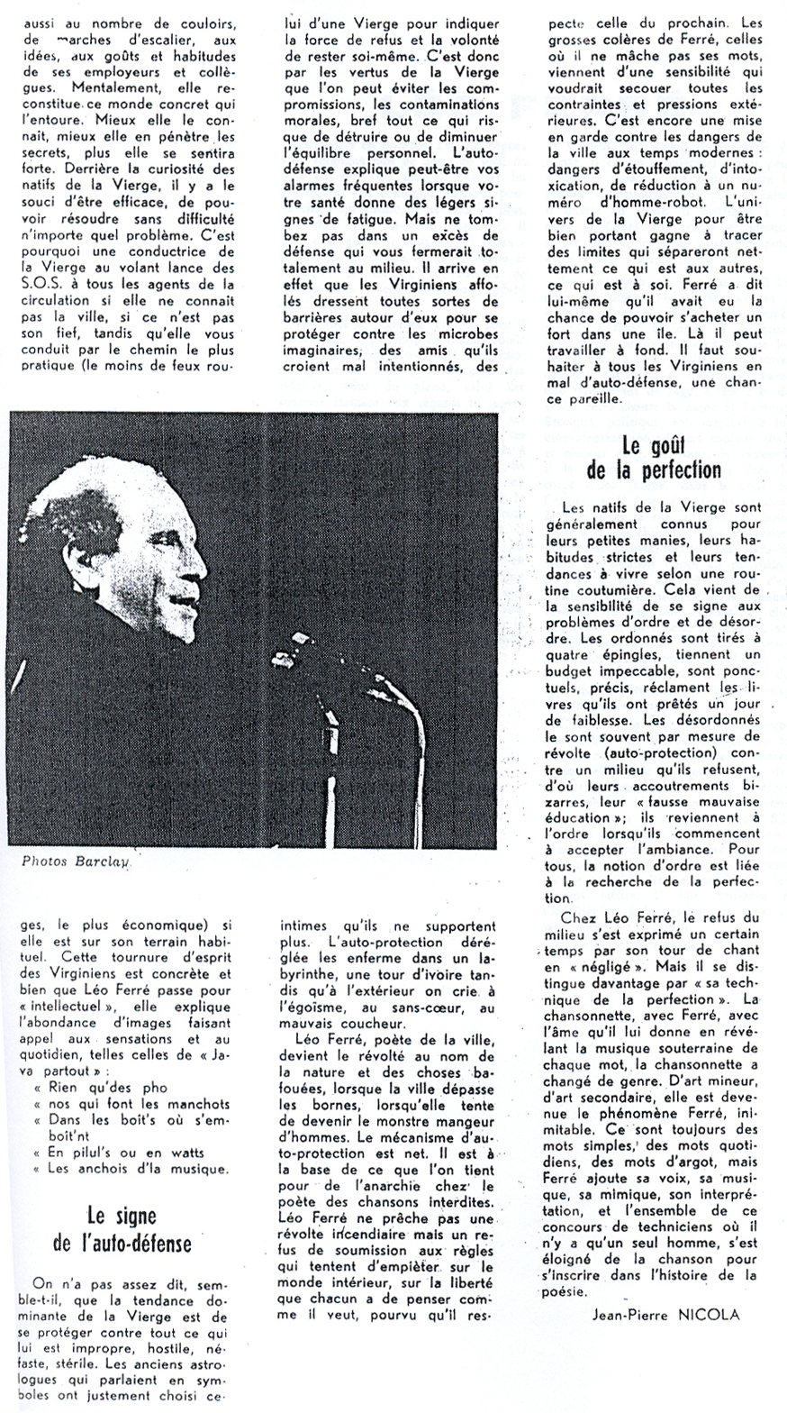 Léo Ferré - Bonjour Bonheur n°490 du 15 décembre 1965