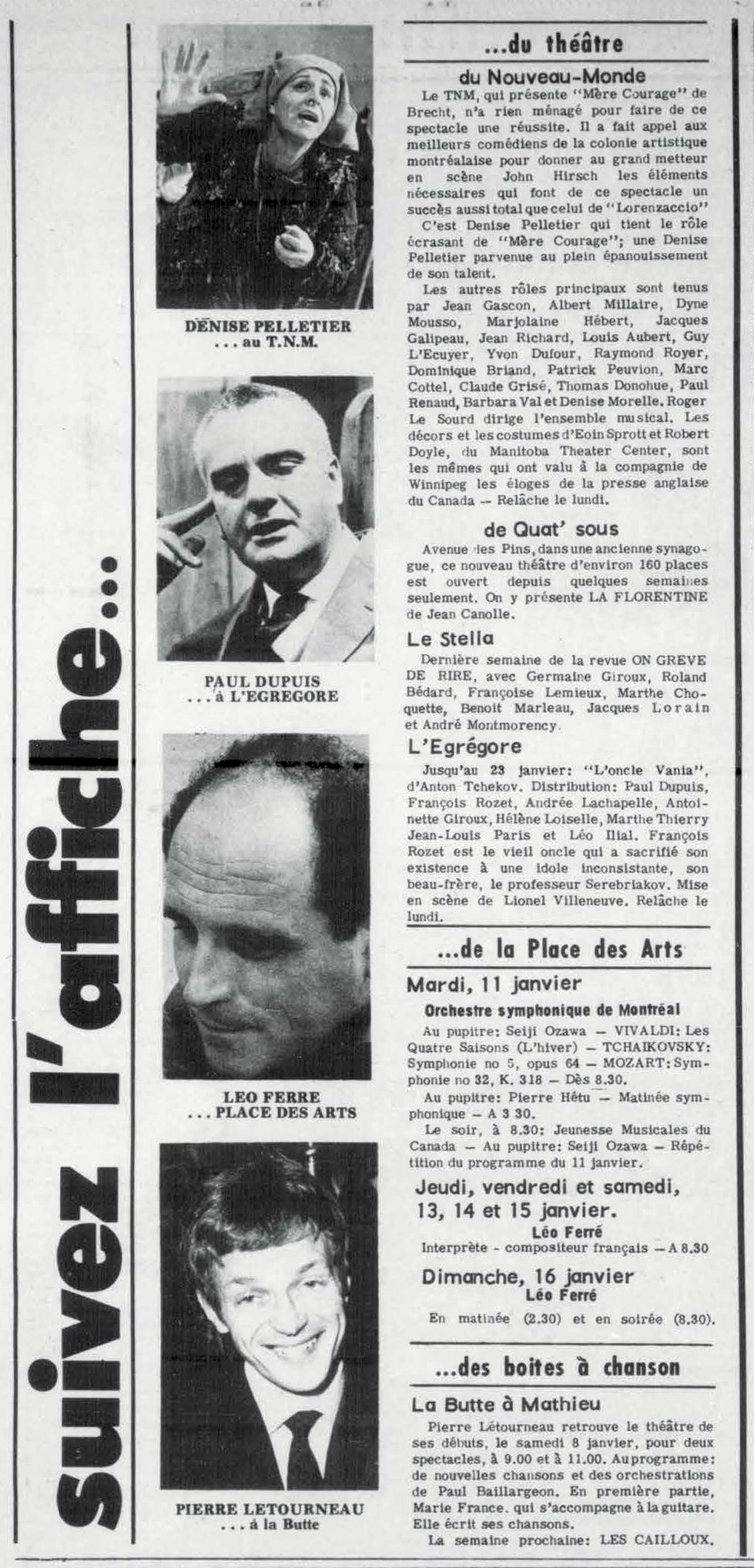 Léo Ferré - Télé-radiomonde, 1962-1985, samedi 8 janvier 1966