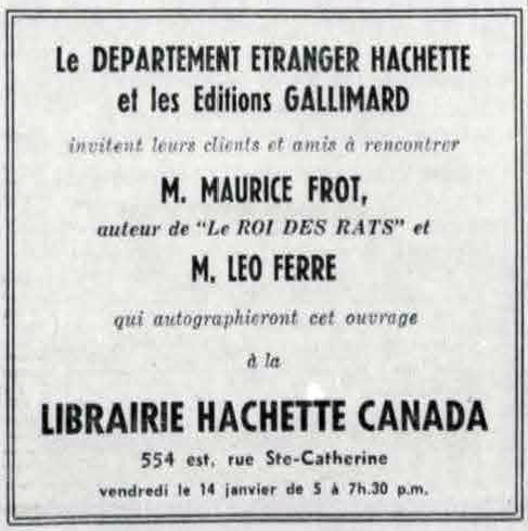 Léo Ferré - Le devoir, 1910- (Montréal), vendredi 14 janvier 1966