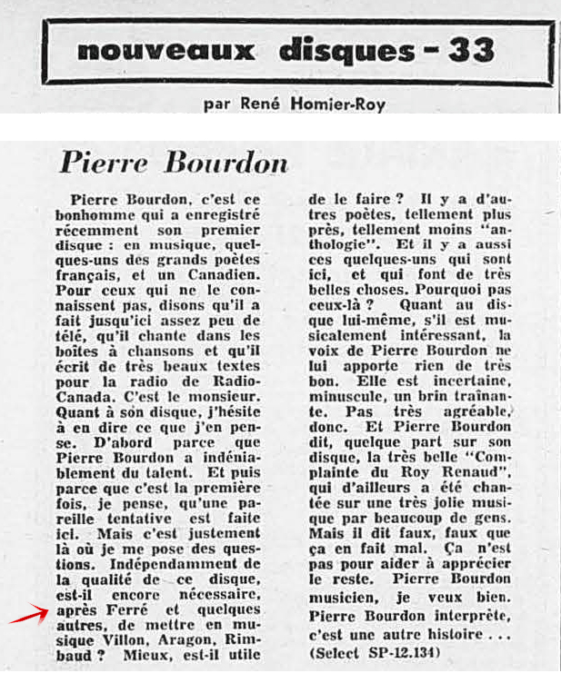 Léo Ferré - Photo-journal, 1937-1978, mercredi 19 janvier 1966