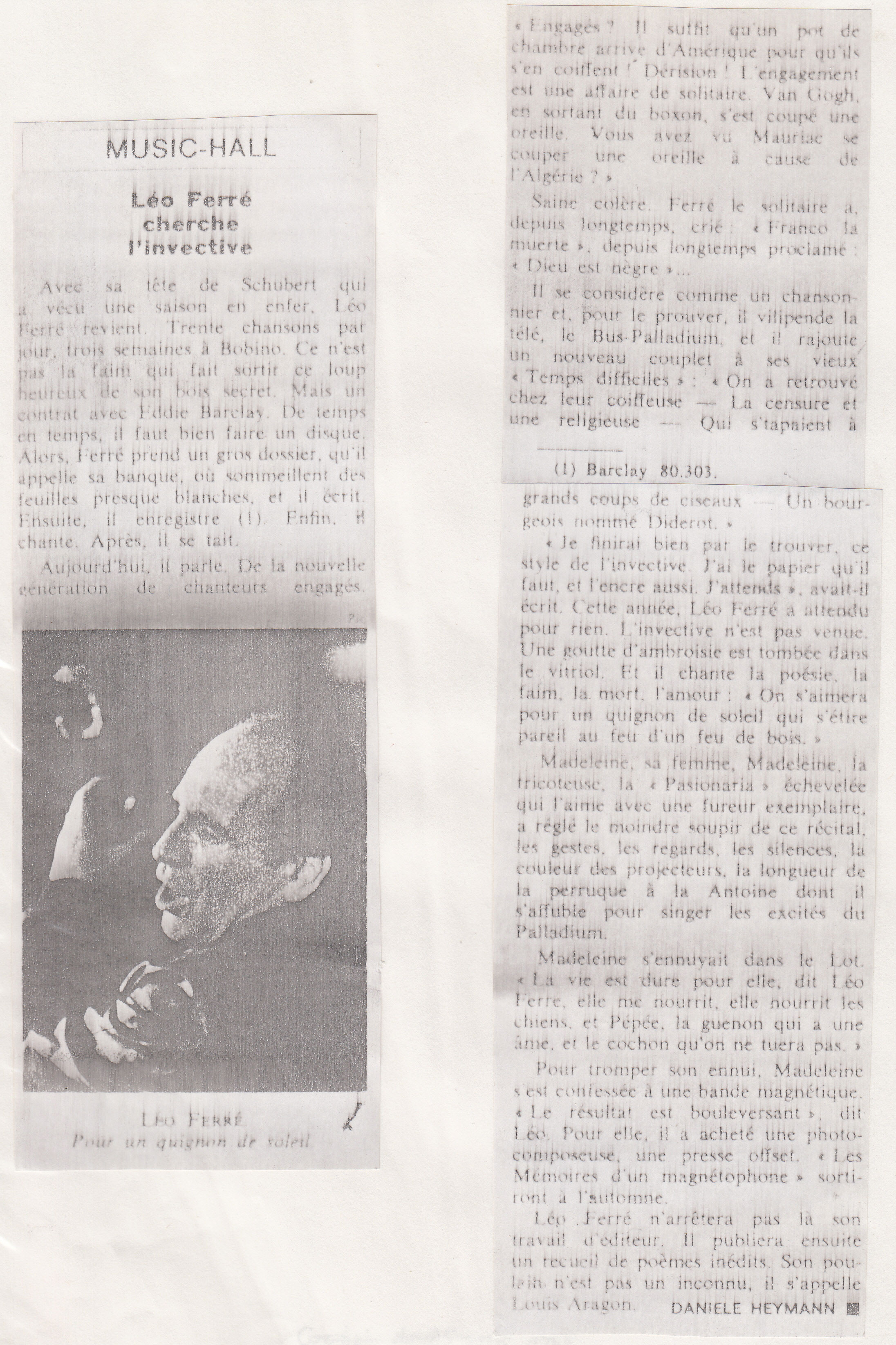 Léo Ferré - L'Express du 25 avril 1966