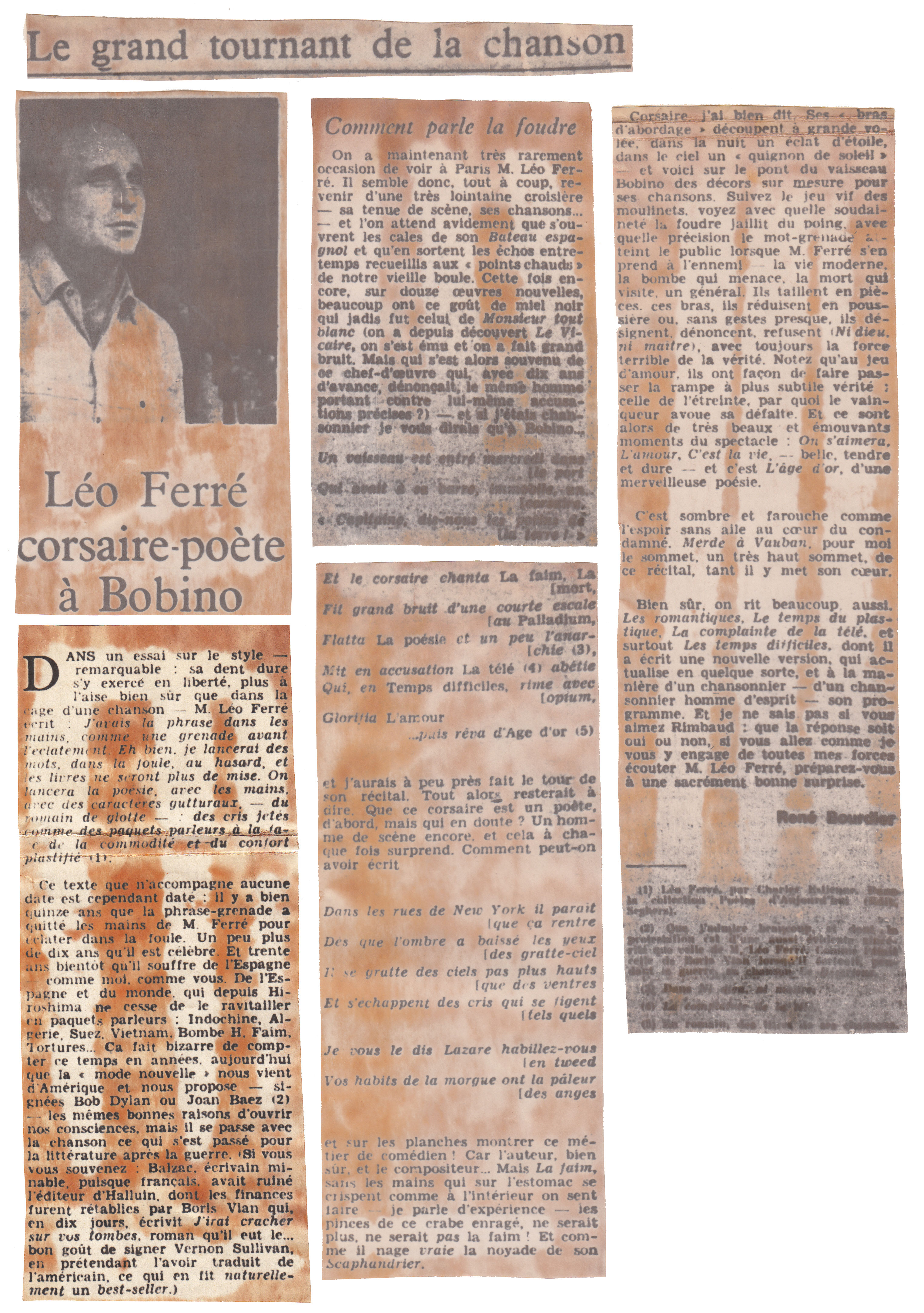 Léo Ferré - Les Lettres Francaises du 28 avril 1966