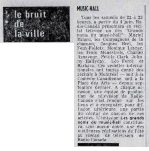 Léo Ferré - Le devoir, 1910- (Montréal), mercredi 11 mai 1966