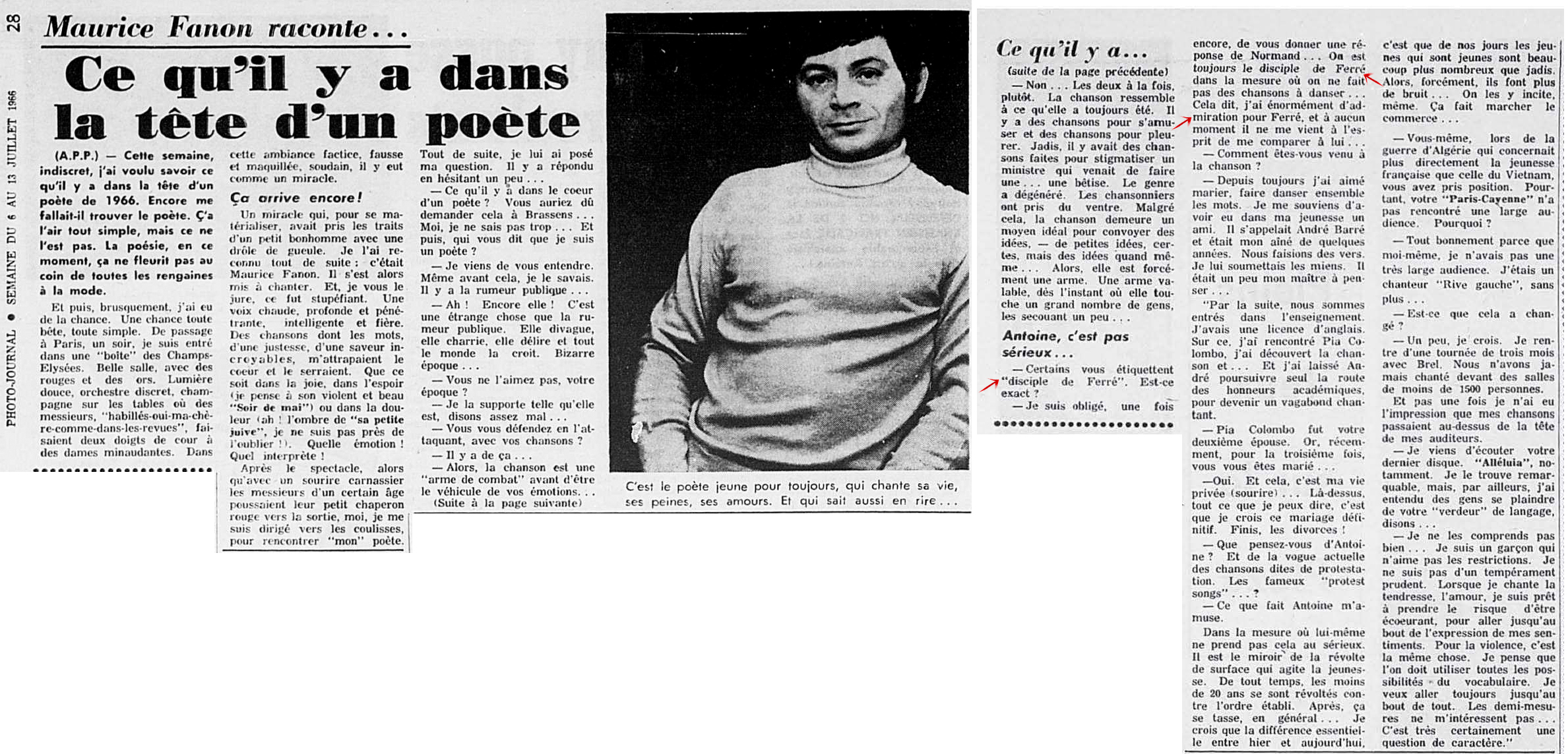 Léo Ferré - Photo-journal, 1937-1978, mercredi 13 juillet 1966