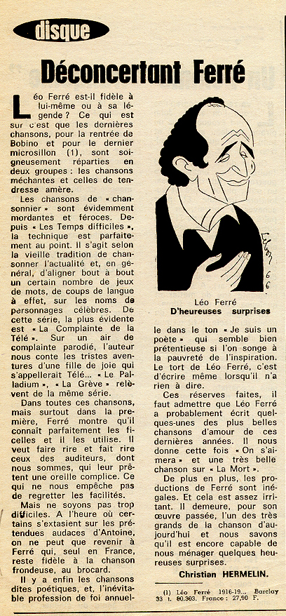 1966-04-22-Récital Léo Ferré à Bobino par Claude Fléouter
