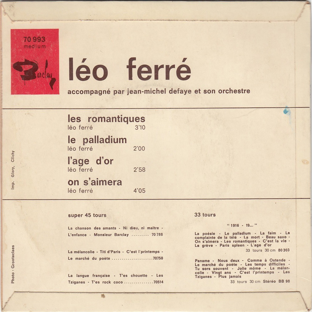 Léo Ferré - 45-tours (Barclay 70 993)