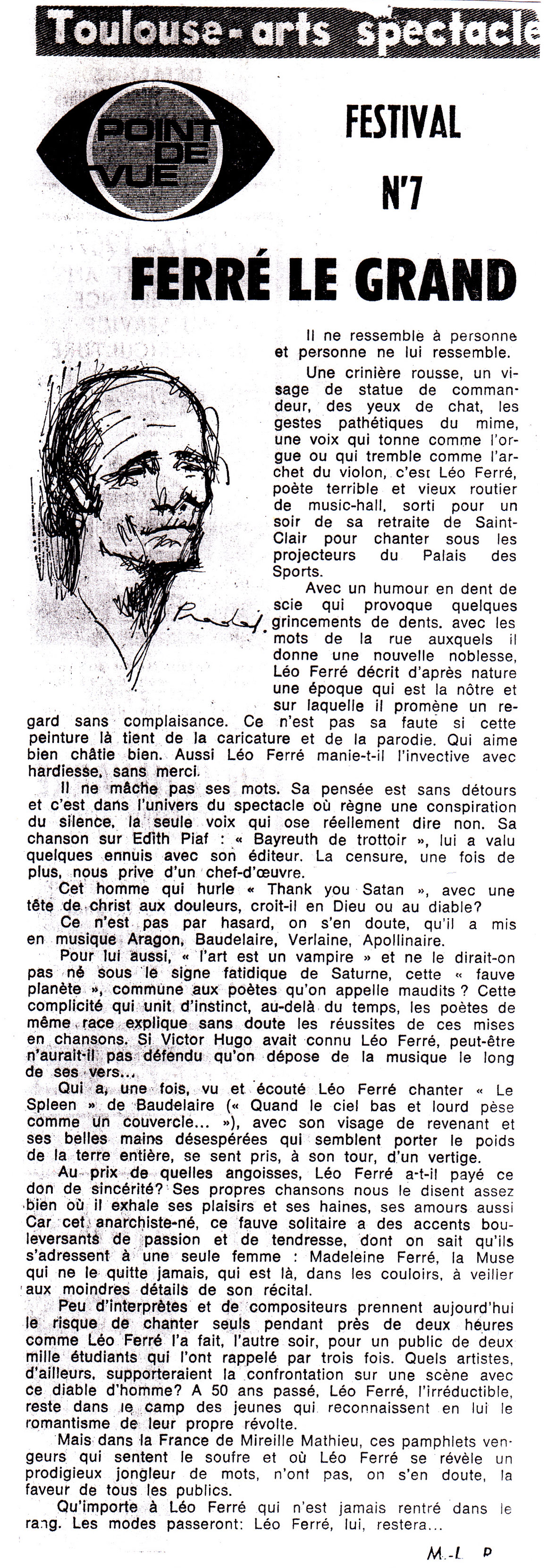 Léo Ferré - La Dépêche du Midi du ?? ??? 1967