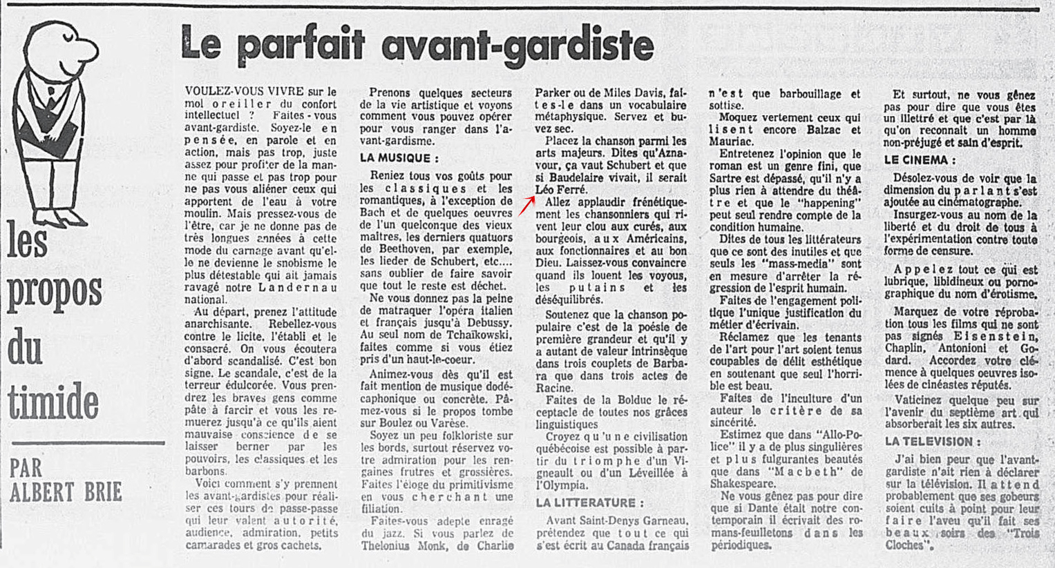 Léo Ferré - La presse, samedi 29 juillet 1967