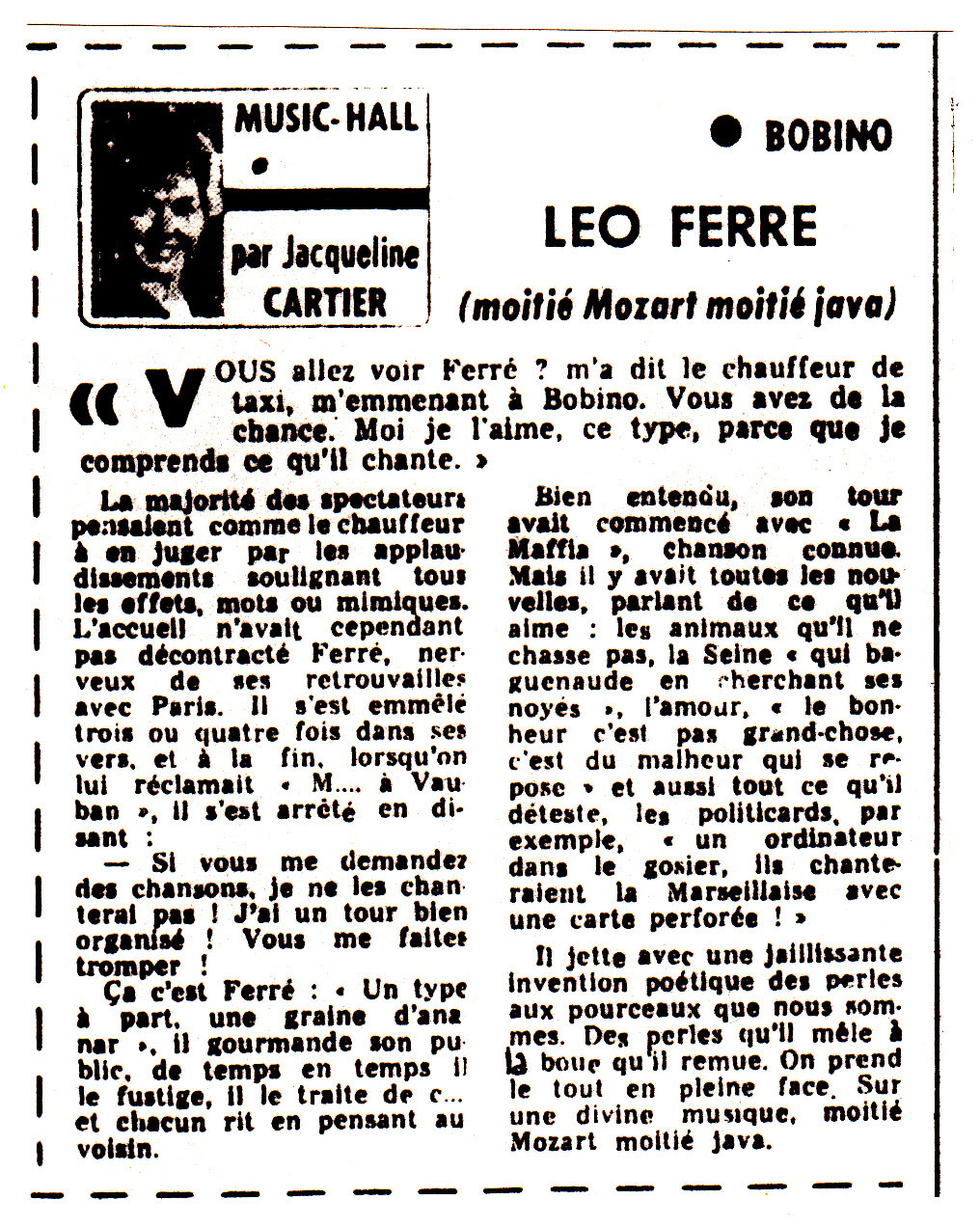 Léo Ferré, France-Soir du 22 septembre 1967