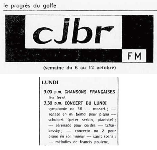 Léo Ferré - Le Progrès du Golfe (Rimouski), 1904-1970, 5 octobre 1967, CJBR - AM - FM - télévision