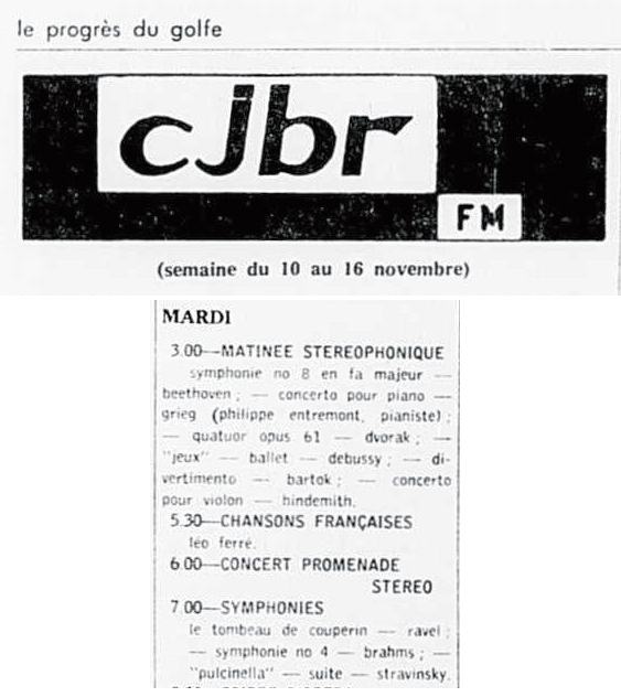 Léo Ferré - Le Progrès du Golfe (Rimouski), 1904-1970, 9 novembre 1967, CJBR - AM - FM - télévision