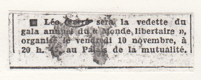 Léo Ferré - Le Monde du 10 novembre 1967