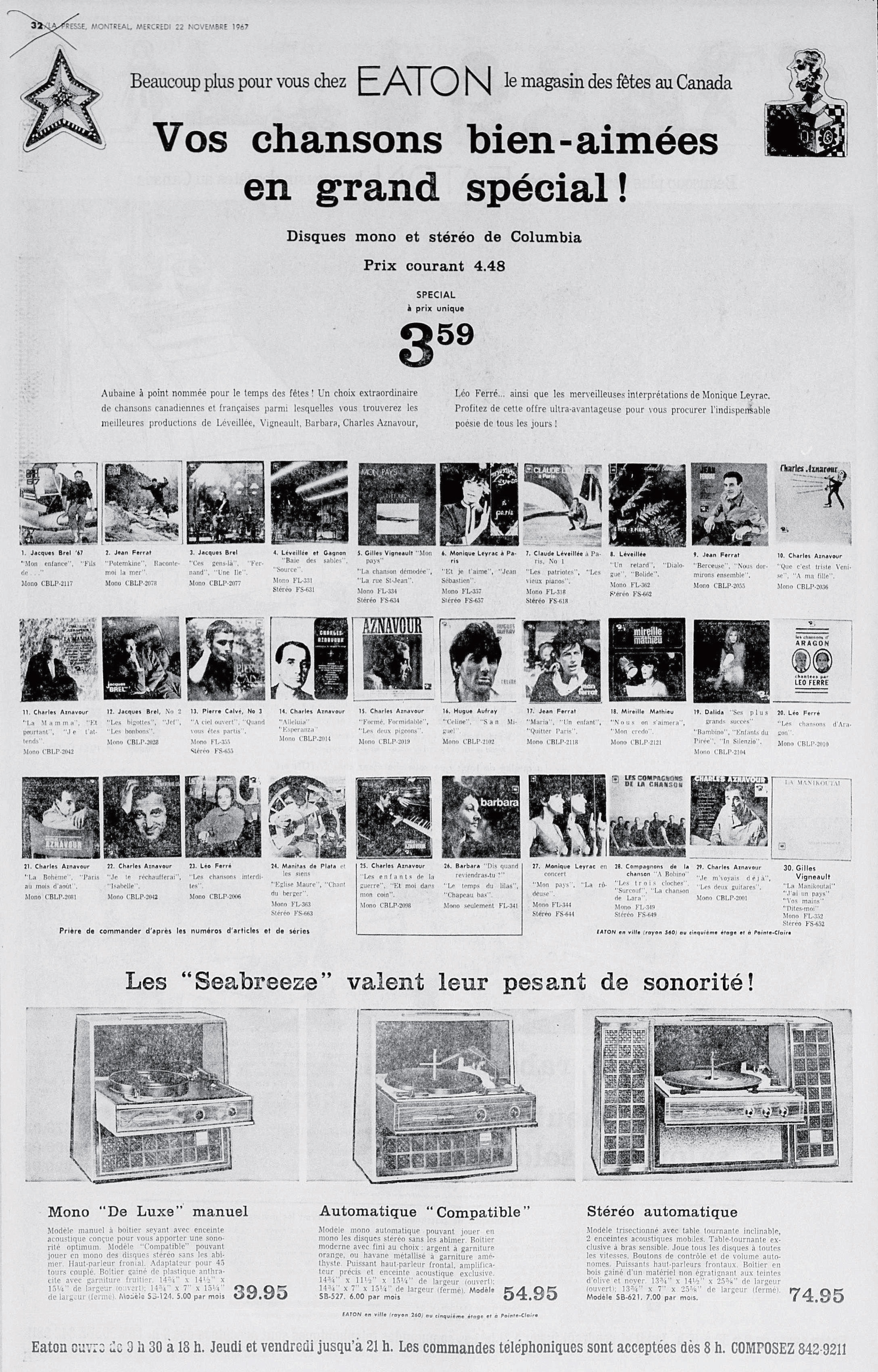 Léo Ferré - La presse, 22 novembre 1967, Pages corrigées