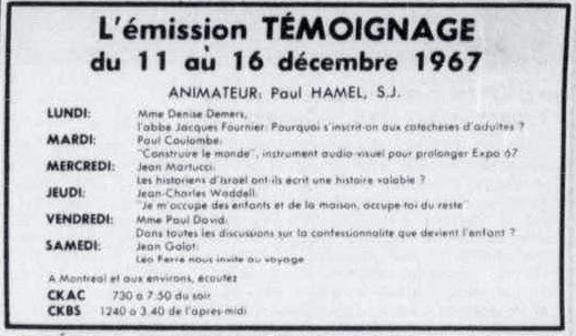Léo Ferré - Le devoir, 1910- (Montréal), samedi 9 décembre 1967