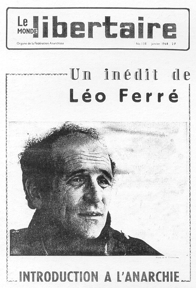 Léo Ferré - Le Monde Libertaire janvier 69