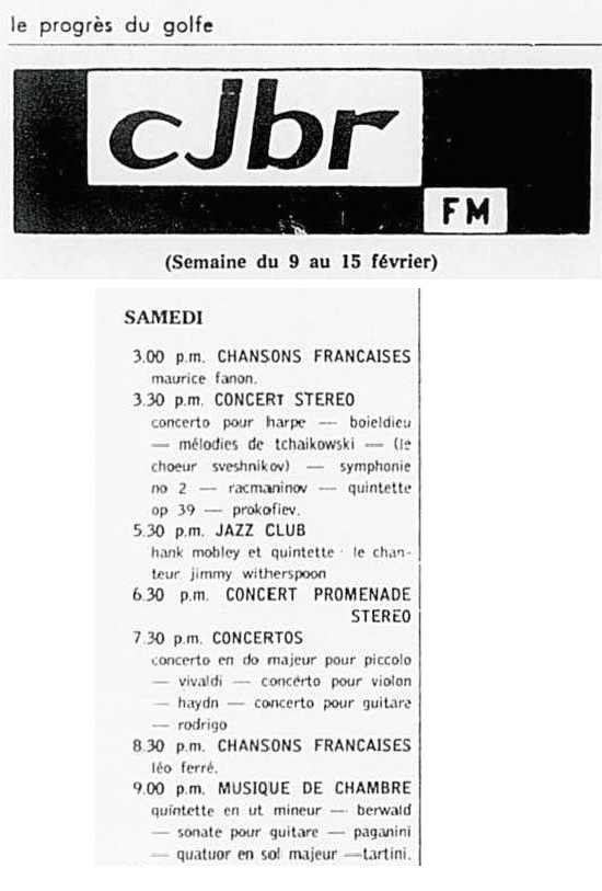 Léo Ferré - Le Progrès du Golfe (Rimouski), 1904-1970, 8 février 1968, CJBR - AM - FM - télévision