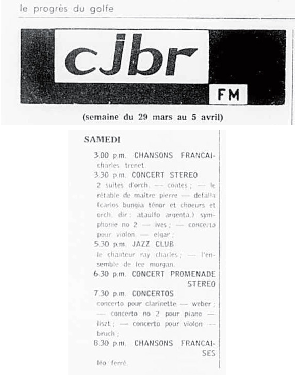 Léo Ferré - Le Progrès du Golfe (Rimouski), 1904-1970, 28 mars 1968, CJBR - AM - FM - télévision