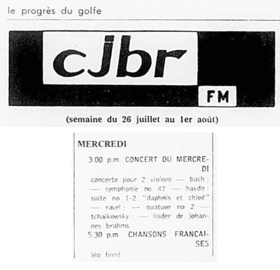 Léo Ferré - Le Progrès du Golfe (Rimouski), 1904-1970, 24 juillet 1968, CJBR - AM - FM - télévision