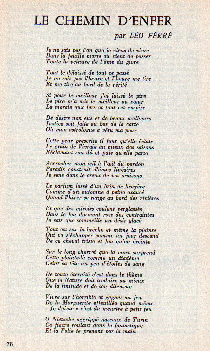 Léo Ferré - La Rue n°2 Octobre 1968