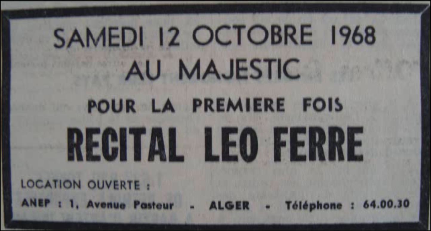 Léo Ferré - Au Majestic à Alger le 12/10/1968