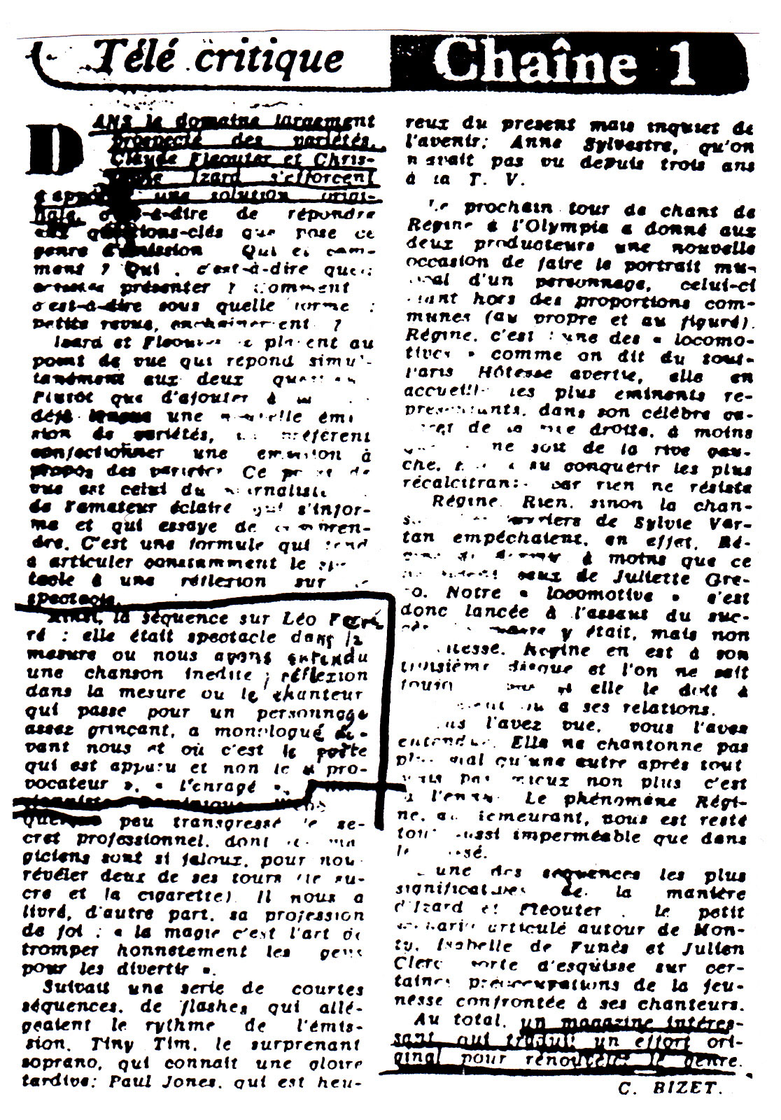 Léo Ferré - Le Télégramme de Brest du 18 novembre 1968