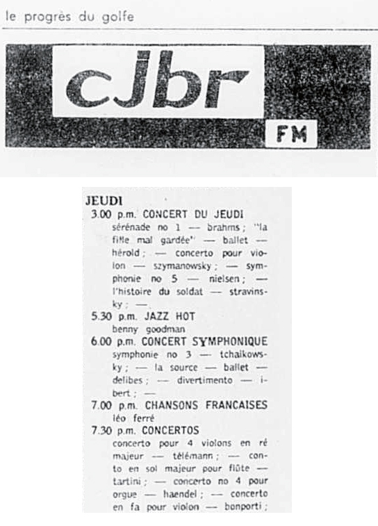 Léo Ferré - Le Progrès du Golfe (Rimouski), 1904-1970, 21 novembre 1968, CJBR - AM - FM - télévision