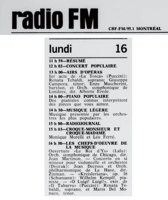 Léo Ferré - Ici Radio-Canada, 1966-1985, 14 décembre 1968