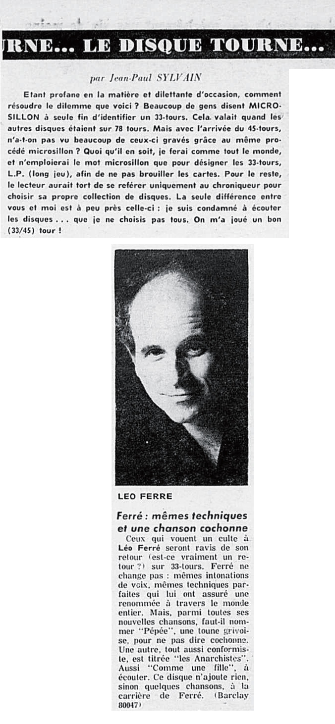Léo Ferré - Photo-journal, 1937-1978, mercredi 14 mai 1969