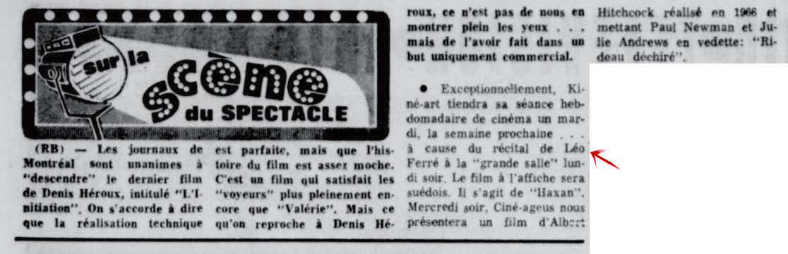 Léo Ferré - La tribune, 1910-, samedi 7 février 1970