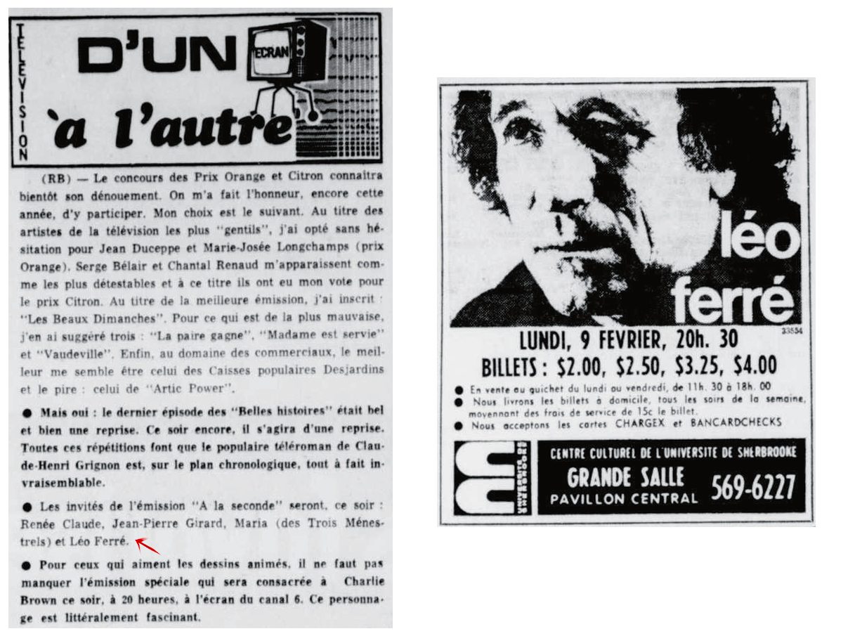 Léo Ferré - La tribune, 1910-, lundi 9 février 1970