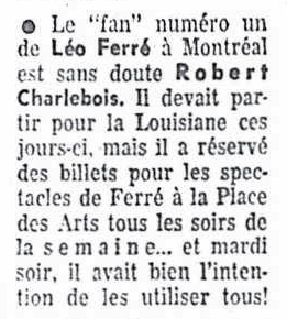 Léo Ferré - La presse, 1884- (Montréal), 12 février 1970, Spec
