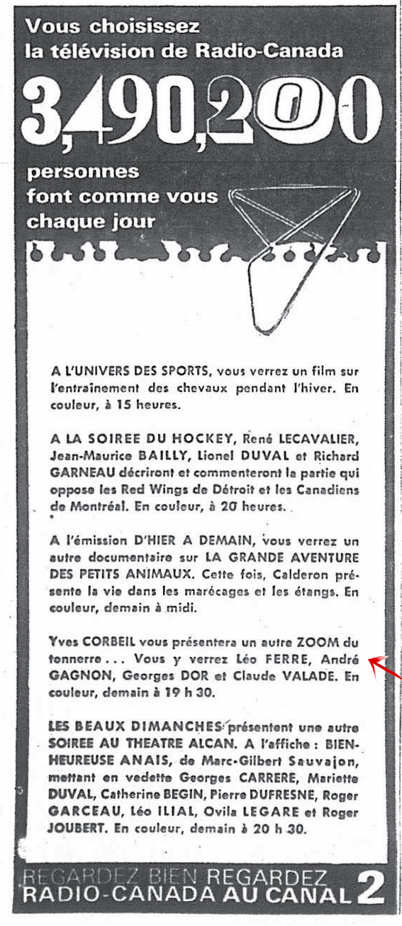 Léo Ferré - La presse, 1884- (Montréal), 14 février 1970