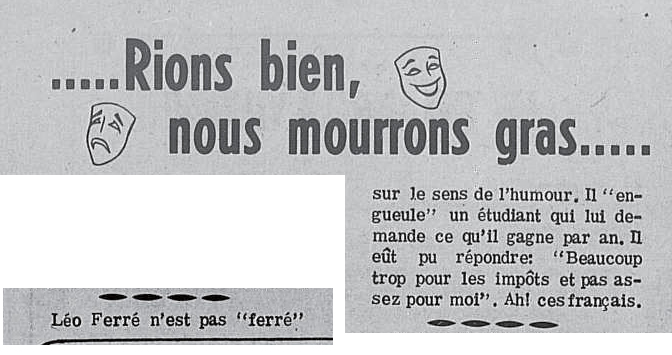 Léo Ferré - La Seigneurie, 1965- (Boucherville), dimanche 22 février 1970