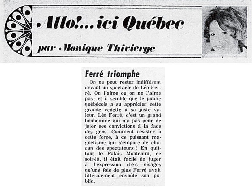 Léo Ferré - Photo-journal, 1937-1978, dimanche 22 février 1970