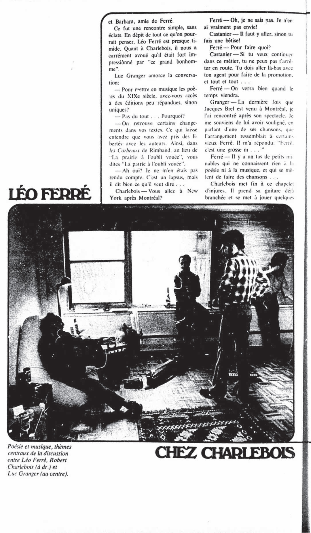 Léo Ferré - La presse, 1884- (Montréal), 18 avril 1970