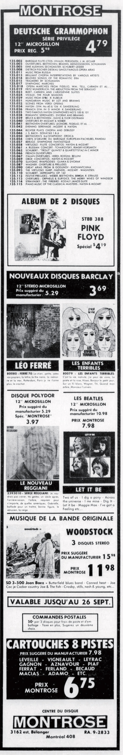 Léo Ferré - Le devoir, 1910- (Montréal), vendredi 4 septembre 1970