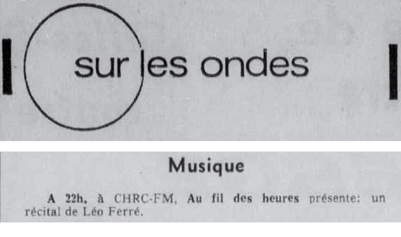 Léo Ferré - Le soleil, 1896- (Québec), lundi 2 novembre 1970