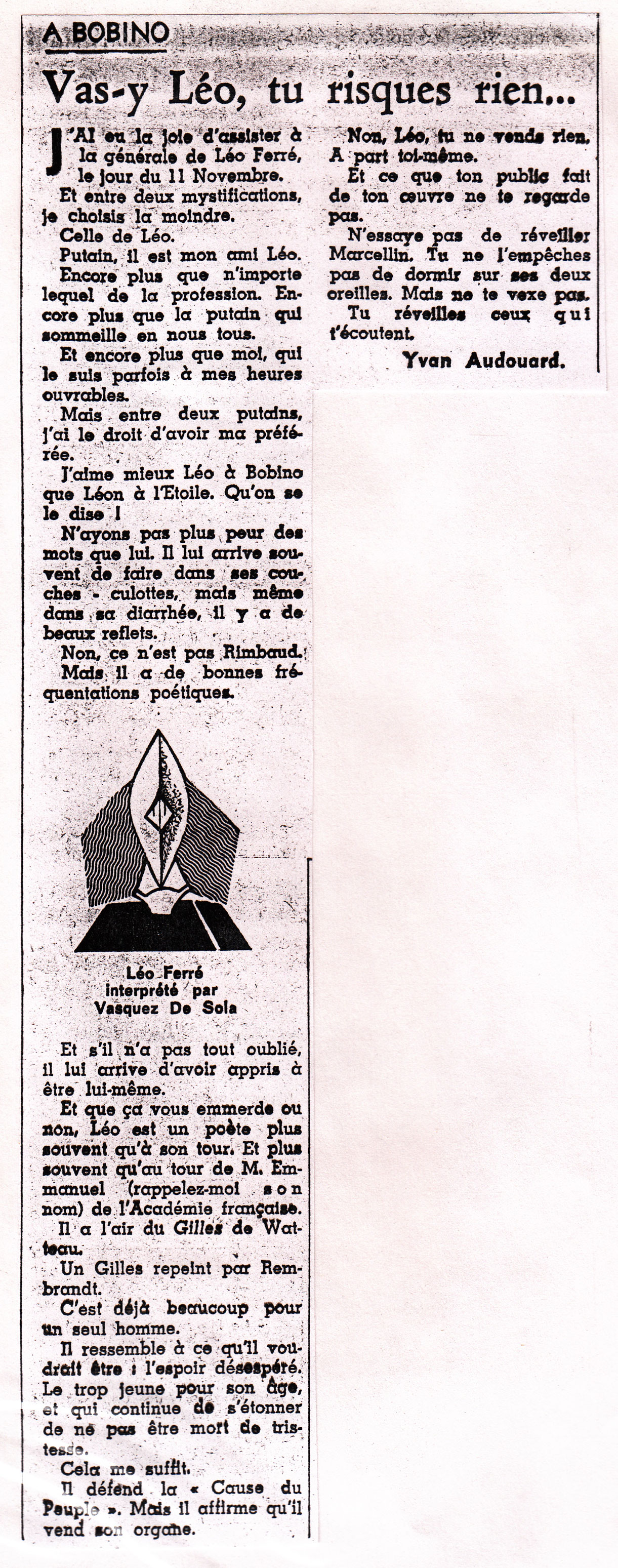 Léo Ferré - Les Lettres françaises du 18 au 24 novembre 1970