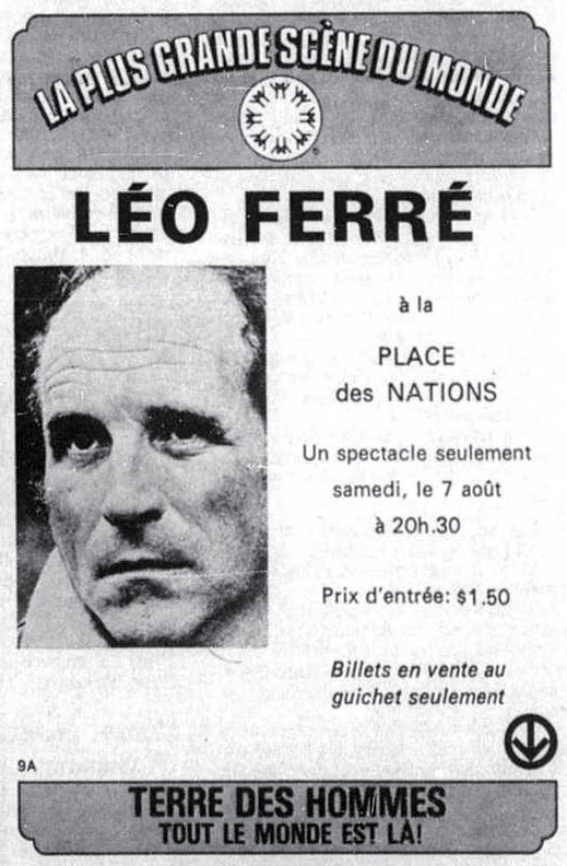 Léo Ferré - Le devoir, 1910- (Montréal), mardi 3 août 1971
