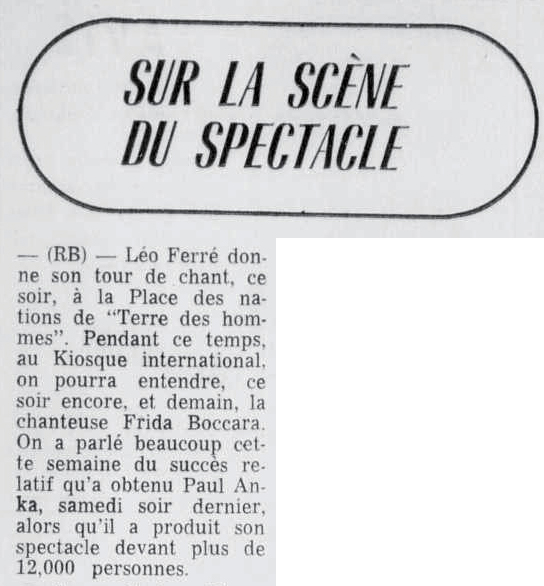 Léo Ferré - La tribune, 1910-, 7 août 1971, Cahier 2