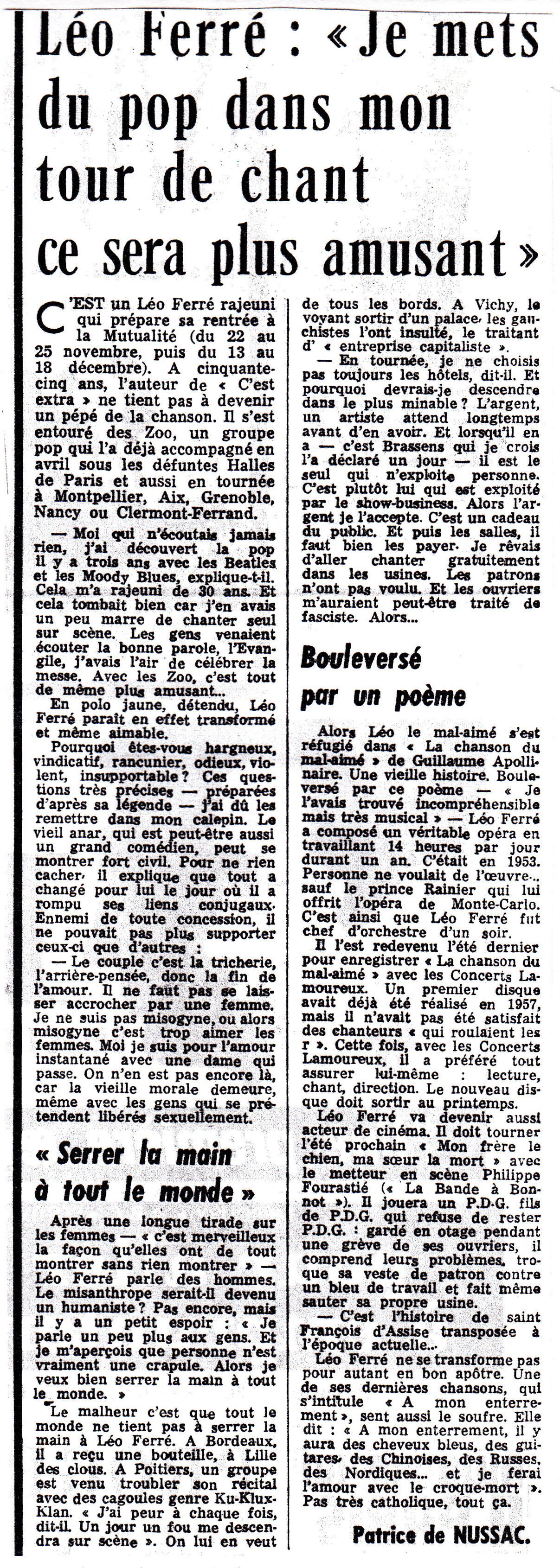 Léo Ferré - ??? du ?? novembre 1971
