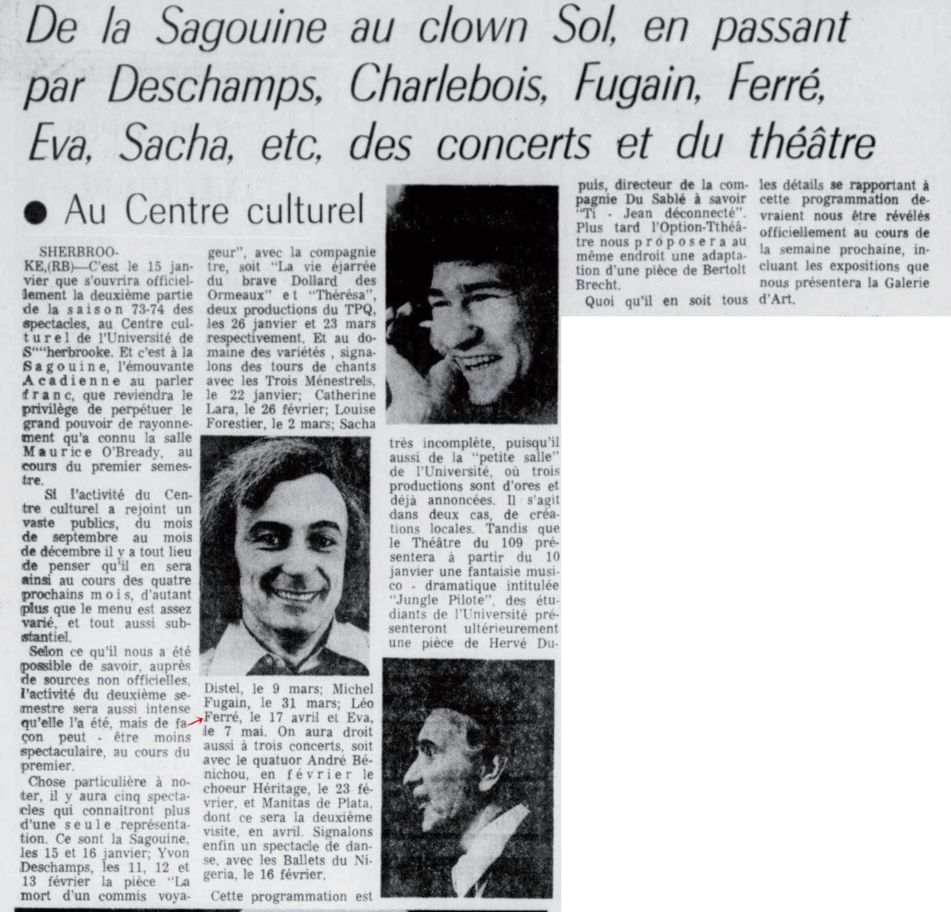 Léo Ferré - La tribune, 1910-, samedi 5 janvier 1974