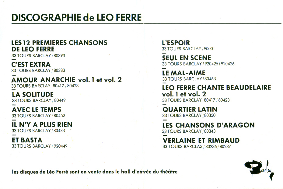 Léo Ferré - Récital à l'Opéra Comique