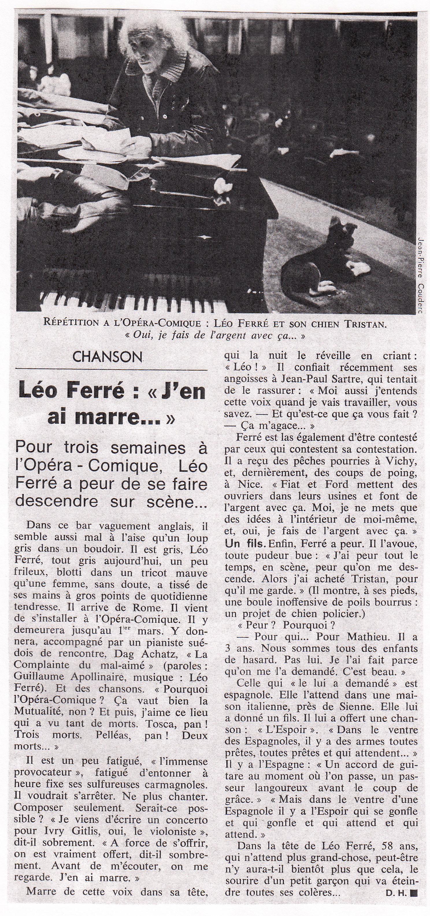 Léo Ferré - L'Express du 11 au 17 février 1974