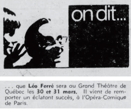 Léo Ferré - A propos, 1973-1974, samedi 9 mars 1974
