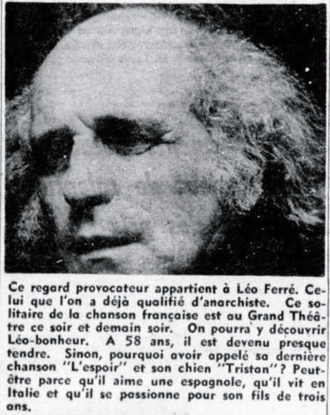 Léo Ferré - A propos, 1973-1974, samedi 30 mars 1974